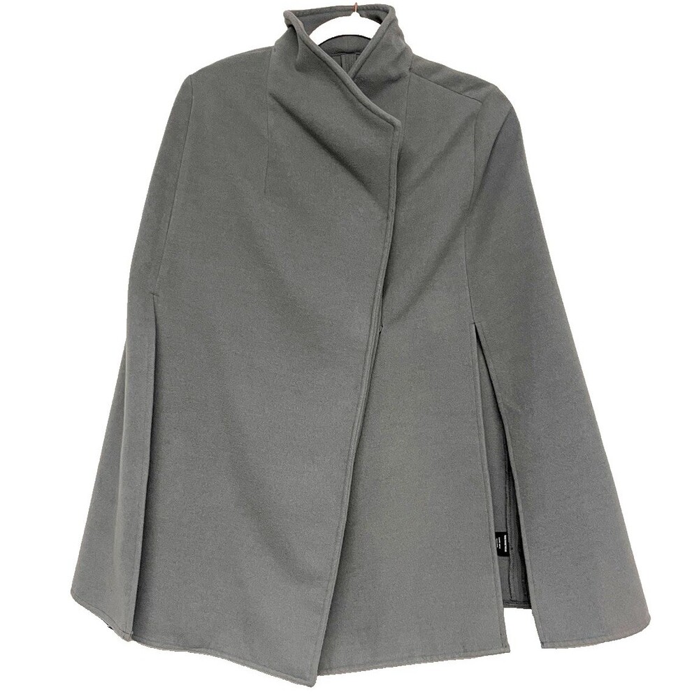Who What Wear Womens Gray Wrap Cape Coat Poncho Size S High Collar Outerwear